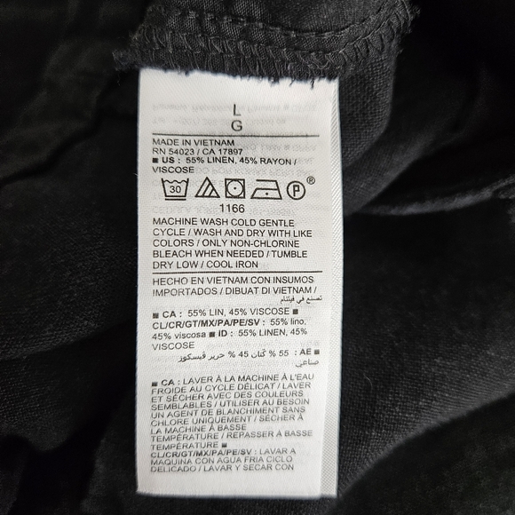 Old Navy Wide Straight Pants Linen Black Pleated Extra High Rise Trouser Large - Picture 5 of 6